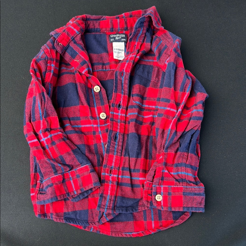 OshKosh B'gosh Kids Plaid Shirt in Red and Blue 3T